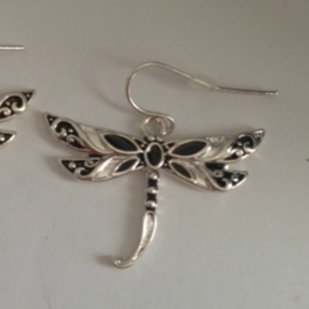 Dragonfly Earrings Dangle hooks Handmade New - Picture 4 of 4